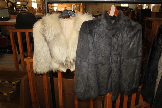White fox cape & grey rabbit jacket